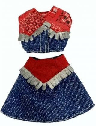 Vintage Barbie Blue Jean Denim Skirt And Vest 2 Piece Set