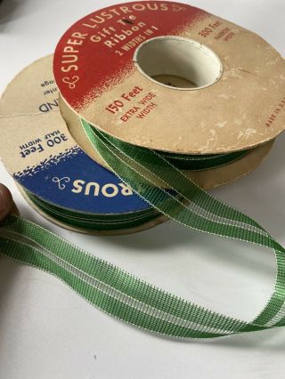 2 Vintage Rolls Of Green Ribbon Great For Spring Crafts