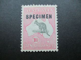 Kangaroo Stamps: 10/ - Pink C Of A Watermark Specimen - Rare - (k189)