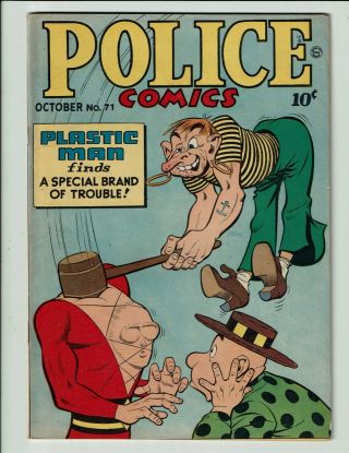 Police Comics 71 Quality 1947 Jack Coles Plastic Man Lou Fine Spirit Rare