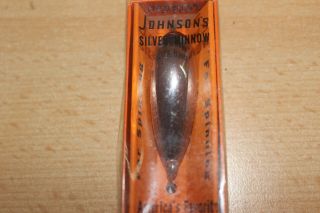 Vintage Johnson ' s 1110 Silver Minnow Spoon Lure 2.  75 