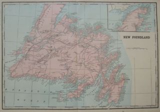 1900 Map Newfoundland Railroad Telegraph Lines St.  John 