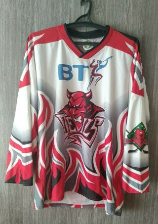 Vintage Cardiff Devils Rare Eihl Ice Hockey 1998 Away White Jersey Mens Size Xxl