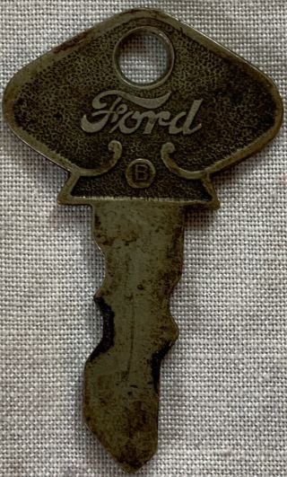 Antique Vintage Script Ford Model T Brass Key 67