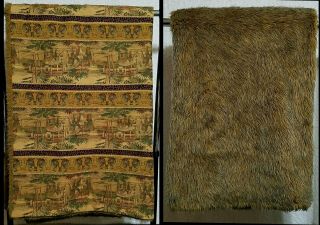 Rare 70s Vtg Two Sided Oriental Animal Heavy Fur Tapestry Rug Blanket 55 " X 83