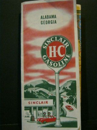 Antique - Sinclair Oil - Road Map - Alabama / Georgia - 1950 