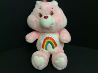 Care Bear 1983 Kenner Pink Cheer Bear Rainbow Plush Stuffed 13 " Tall