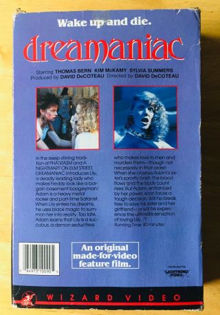 Dreamaniac 1986 Rare Wizard Video Big Box VHS 2