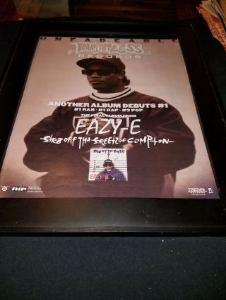 Eazy - E Str8 Off Tha Streetz Of Compton Rare Promo Poster Ad Framed