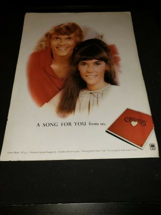 The Carpenters A Song For You Rare Promo Poster Ad Framed