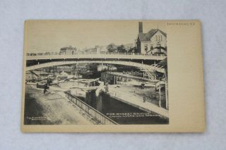 Pine Street Bridge Lockport,  York B&w Vintage Antique Postcard