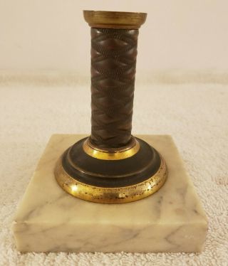 Antique Victorian Footed Table Oil Lamp Base,  Marble And Brass,  For Parts/repair