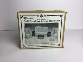 Chadwick 7 Pc Wooden Doll Furniture Living Room Set Vintage 1988