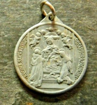 Antique Latin Medal Of Our Lady Of The Rosary And St Thomas Aquinas
