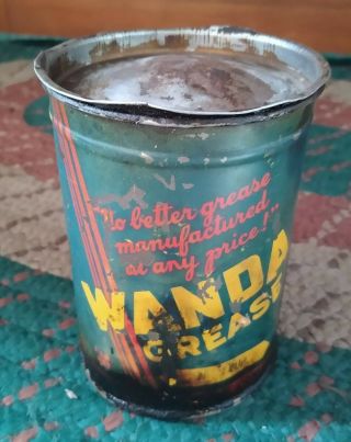 Rare Old Wanda Oil Co One Pound Grease Can.  Cool