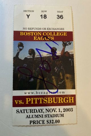 Rare Larry Fitzgerald Signed Ticket Stub Record Breaking Game Nfl Ncaa Pitt