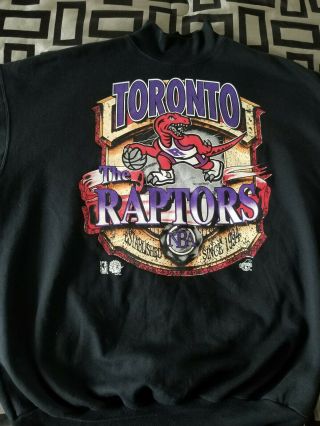 Rare Vintage 1994 Toronto Raptors Nba Mens Xl Athletic Ravens Black Sweater Vtg