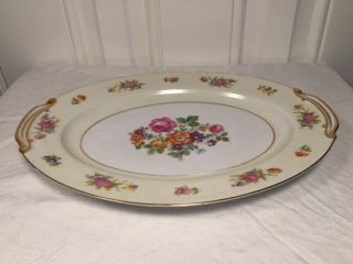 1x Rose China Floral Pattern Serving Platter Made In Occupied Japan