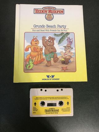 Vintage Worlds Of Wonder Teddy Ruxpin Grundo Beach Party Book & Tape