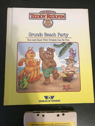 Vintage Worlds Of Wonder Teddy Ruxpin Grundo Beach Party Book & Tape 2