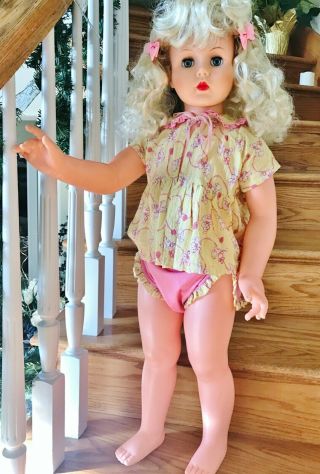 Vtg 1950s 1960s Pink Yellow Print 2pc Dress Set For Companion Patti Playpal Doll