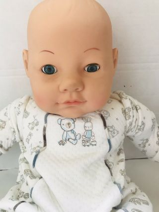 23” Large Realistic Reborn Vinyl Baby Boy Doll Blue Eyes Soft Cloth Body 2001