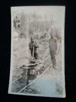 Vtg Ww1 Rare Rppc Of 2 African American Soldiers In Uniform In The Field.