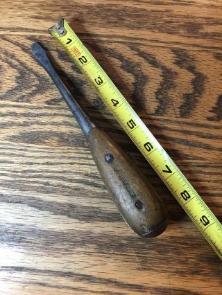 Antique 1900s Screwdriver,  Flathead Wood/wooden Handle 8” Overall.