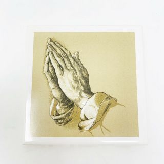 Vintage Screencraft Praying Hands Ceramic Tile Trivet/ Wall Hanging 6”x6” Decor
