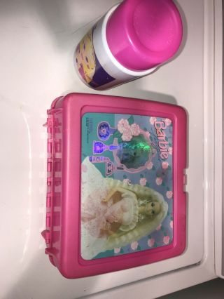 Vintage Plastic Lunchbox Barbie For Girls With Thermos By Thermos Rare 1993