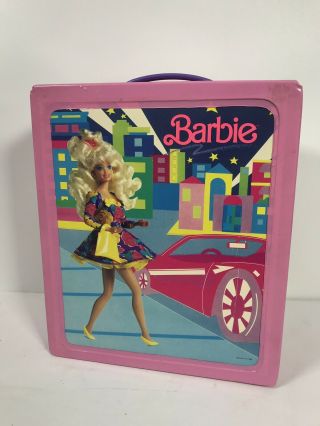 Vintage 1989 Mattel Barbie Doll Vinyl Carrying Case/closet Pink With Inserts
