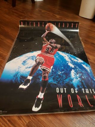 90s Michael Jordan Out Of This World Poster 23x35 " 1995 Costacos Bulls Laminate