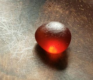 Tiny Flawless Rare Crimson Red Orange Ball Gem Sea Glass Jq