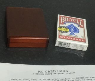 Rare Vintage Wooden Card Magic Trick Mc Card Case By Mikame