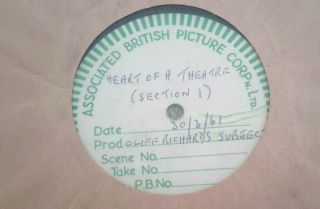 " Heart Of A Theatre " (young Ones Film) Rare A.  B.  P.  C.  Acetate