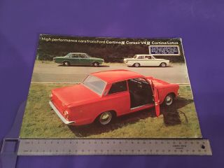Ford Mk1 Lotus Cortina,  Corsair V4 Gt,  Cortina Gt Brochure 1966 - Rare Uk 10/65