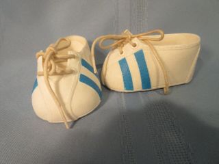 Vintage Cabbage Patch Doll Shoes White Sports Shoes With Blue Stripes