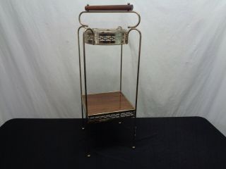 Rare Vintage Retro Wood And Metal Tall Ash Tray Stand (oar80)