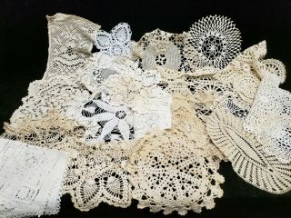 20 Vintage Antique Hand Crocheted Doily Tablecloth White 6 - 15 " Wedding Crafts
