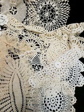 20 Vintage Antique Hand Crocheted Doily Tablecloth White 6 - 15 