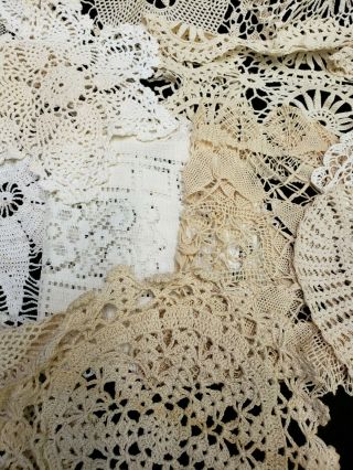 20 Vintage Antique Hand Crocheted Doily Tablecloth White 6 - 15 