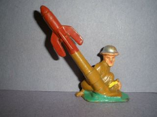Barclay,  Manoil,  Grey Iron Lead Antique Toy Soldier Firing A Trench Mortar M110