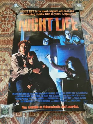 Night Life Vhs Horror Zombies Slasher Gore Rca Rare Promo Movie Poster 1989