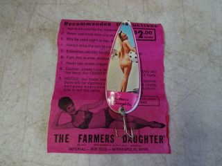Vintage Farmer ' s Daughter Fishing Lure 1970 w/Instructions 2