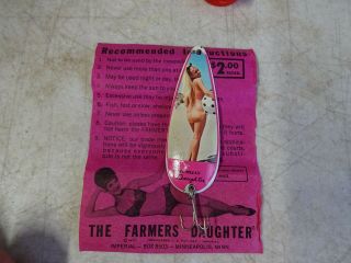 Vintage Farmer ' s Daughter Fishing Lure 1970 w/Instructions 3