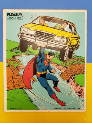 Superman Playskool Wooden Puzzle Vintage 1976 Superman 