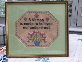 Fab Vintage Shabby Chic”a Woman Is Made To Be Loved Embroidered Tapestry Picture