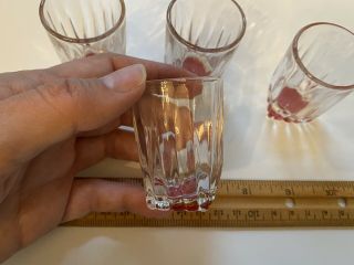 Vintage Small Salesman Sample? Cranberry Glass Bottom 4 Glasses Doll Tea Party