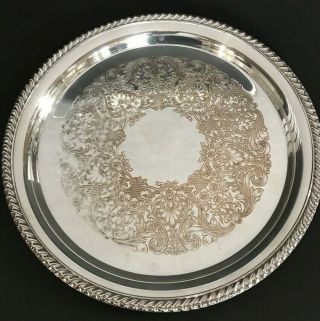Vintage Wm Rogers Round Silverplate Serving Tray 12 1/2 Inch 171