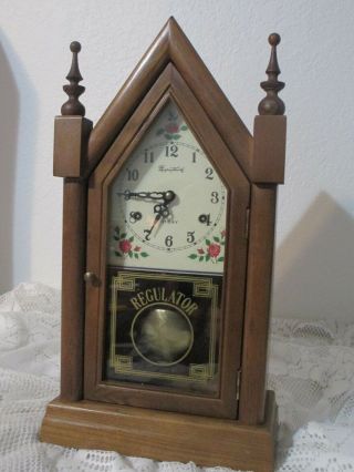 Vtg Regulator 31 Day Wall Clock Mantel Wood & Key Antique Wood Clock